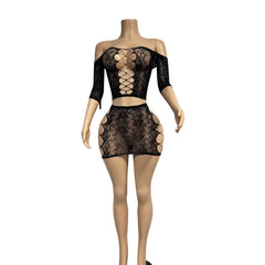 Hot Short Bodycon Lingerie Erotic Fishnet Hollow Out Sheer Underwear Costume Trendy Set