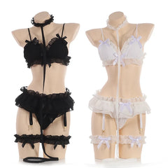 Lace Ruffle Sex Underwear Kawaii Costume Garter Maid Transparent Exotic Sleepwear