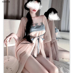 Lingerie Antique Style Chiffon Erotic Bellyband Cosplay Hanfu Seductive Charm Costume Tradition Pajamas