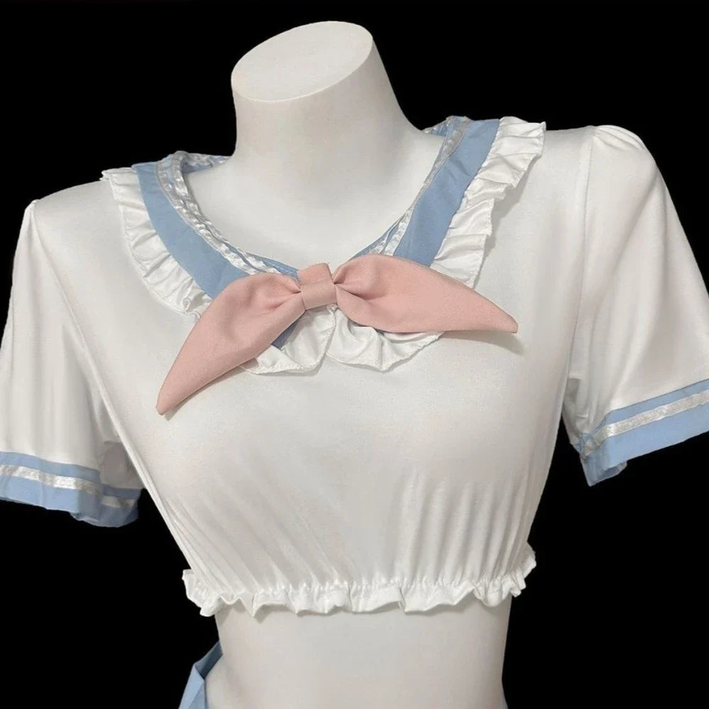 Cute Lingerie Lolita SchoolCosplay Outfit Student Shirt Pleated Skirt Panties Set