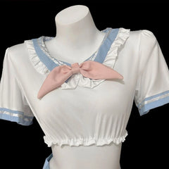 Cute Lingerie Lolita SchoolCosplay Outfit Student Shirt Pleated Skirt Panties Set