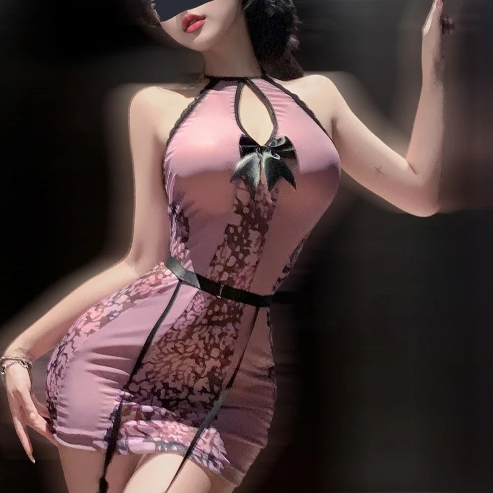 Office Secretary Cosplay Costumes Perspective Lingerie Lace Perspective Hip Wrap Skirt Nightclub Temptation