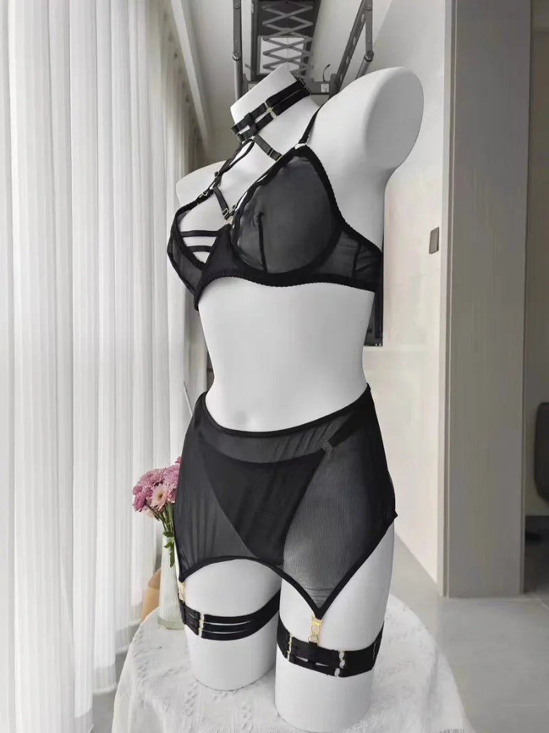 Gauze Lingerie Cut Out Bra Kit Push Up Underwear Seamless Intimate Erotic Brallette