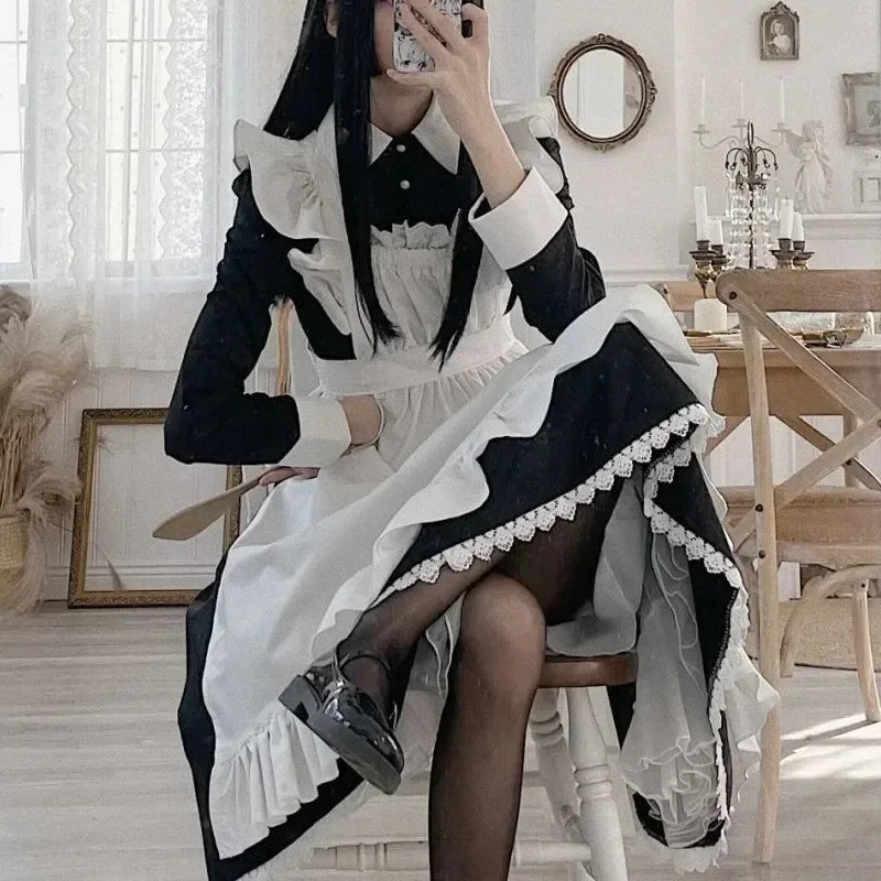 3 Style British Maid Role Play Kawaii Cartoon Apron Maid Outfits Plus Size Cosplay Costumes