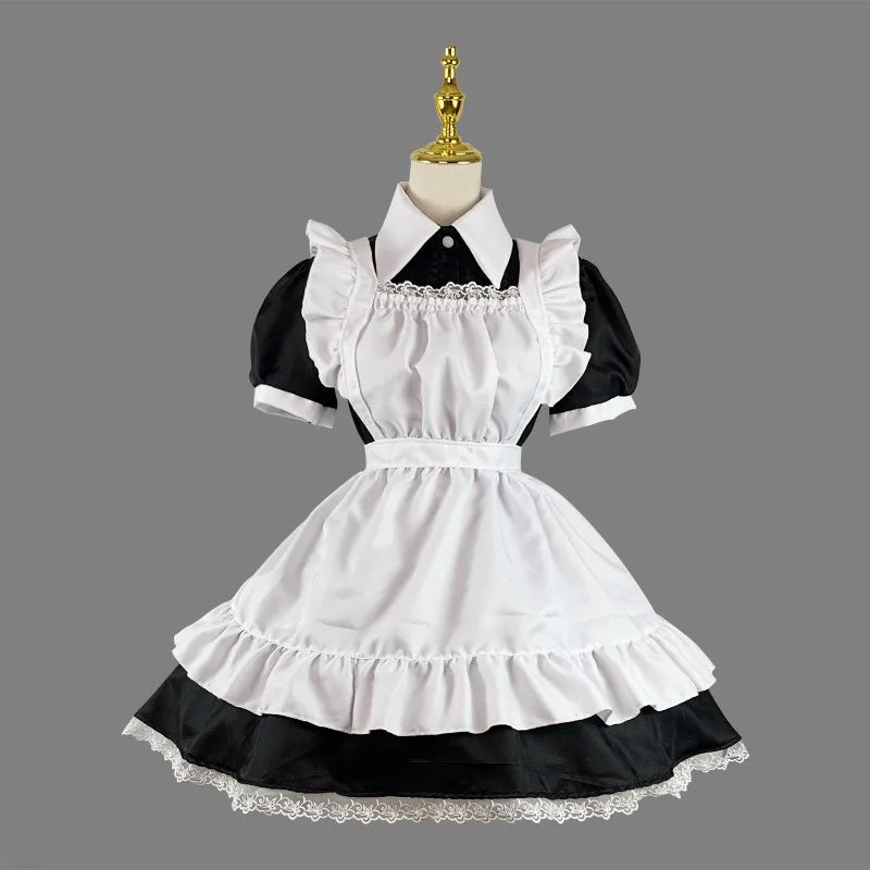 Gothic Maid Halloween Copslay Waitress Plus Size Short Sleeve Sweet