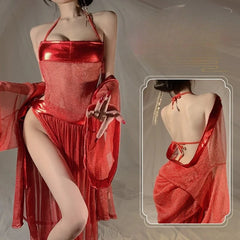 Underwear Traditional Temptation Erotic Bellyband Ancient Style Hanfu See-through Bridal Role Playing Set