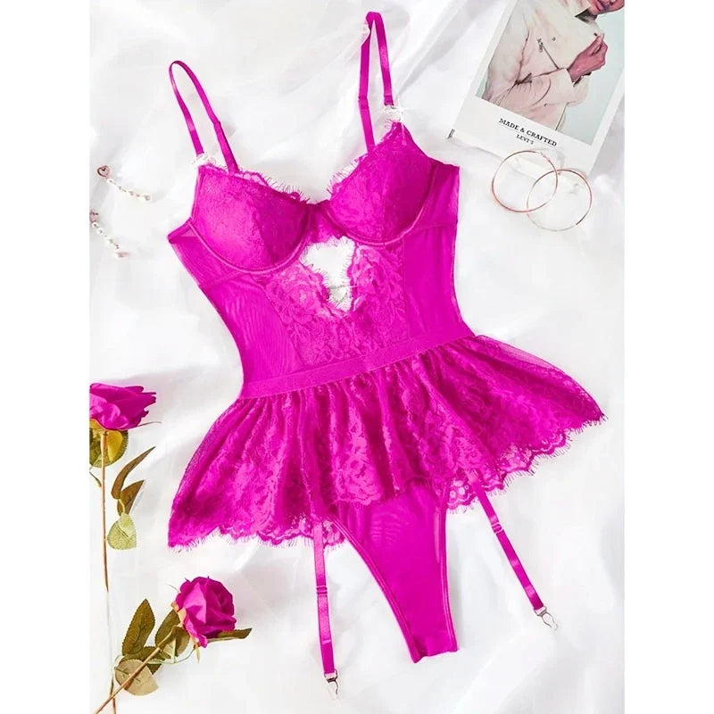 Hot Erotic Lingerie Sets See-Through Lace Underwear Sissy Bra
