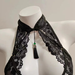 Retro Cheongsam Pendant Hanging Neck NightLingerie Openwork High Quality Pure Desire Home Night Suit