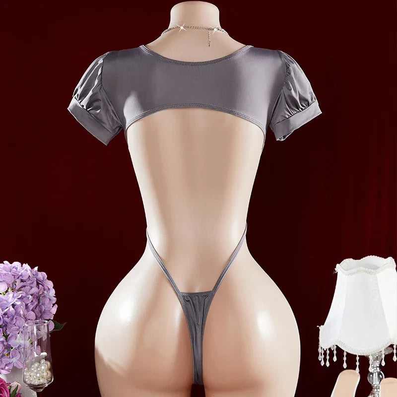 One-piece  Hot Hollow Open Bra Baby Doll Cosplay Bodysuit Crotchless Exposed Navel Erotic Costumes