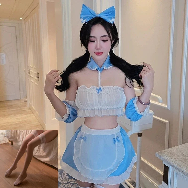 cute Lolita Costumes Maid Role Play Maid Cosplay Temptation Lingerie Exotic Babydoll Porno Bar Uniform
