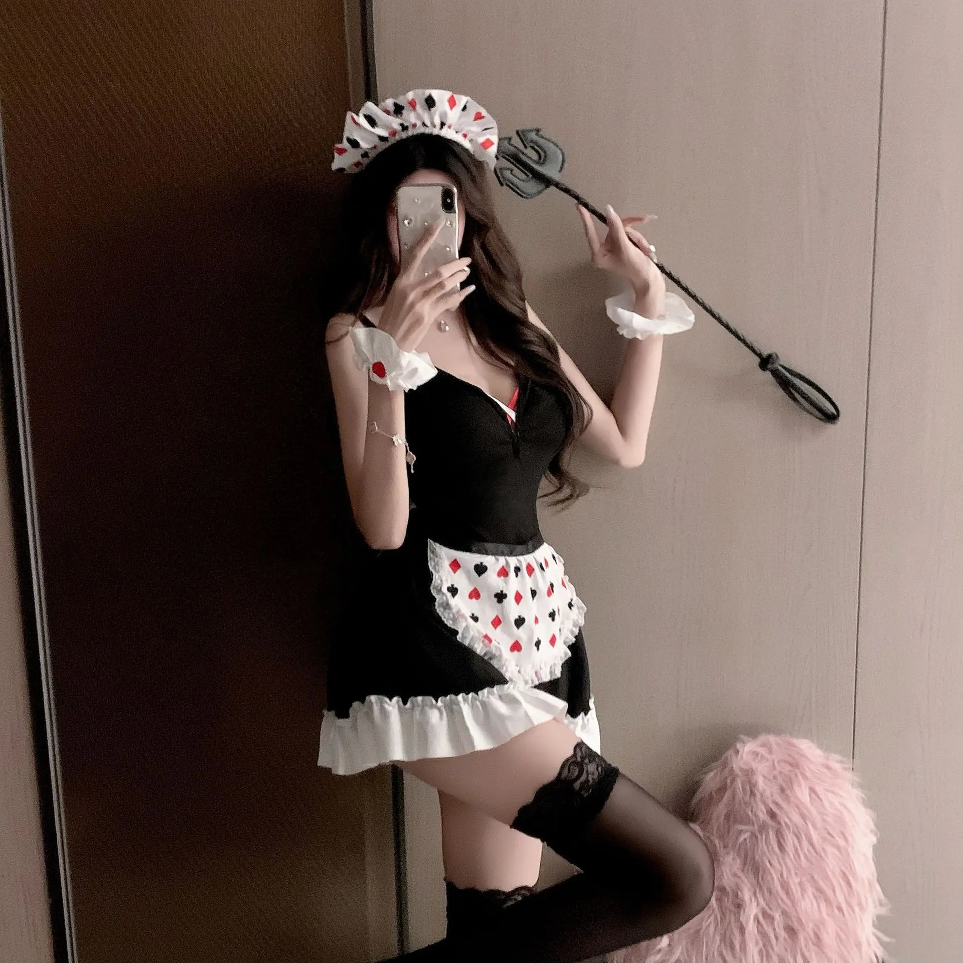 Bunny Three-point Lingerie Pure Desire Waiter Roleplay Suspender Lace Apron Set