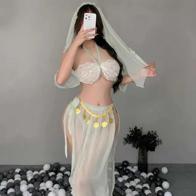 Pajamas Ancient Style Elegant Erotic Hanfu Skirt Traditional Exotic Charm Costumes Couples Flirt Set