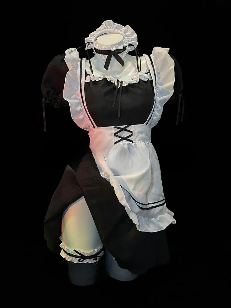 Cute Maid Cosplay Bow Tie Back Lolita Costumesly School Outfit Lingerie