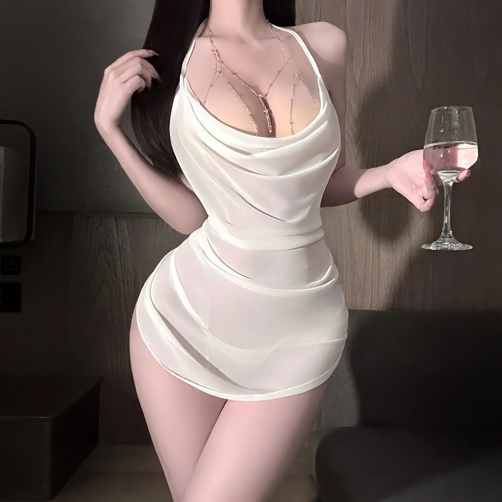 Lingerie Pure Desire Bellyband Style Sleepwear Perspective Seductive Pajamas Home Nightwear Adult