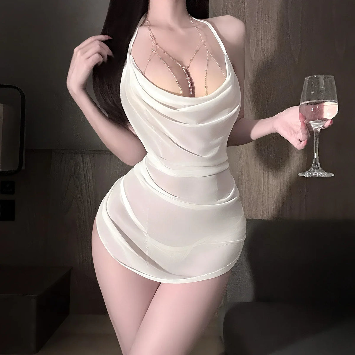 Lingerie Pure Desire Bellyband Style Sleepwear Perspective Seductive Pajamas Home Nightwear Adult