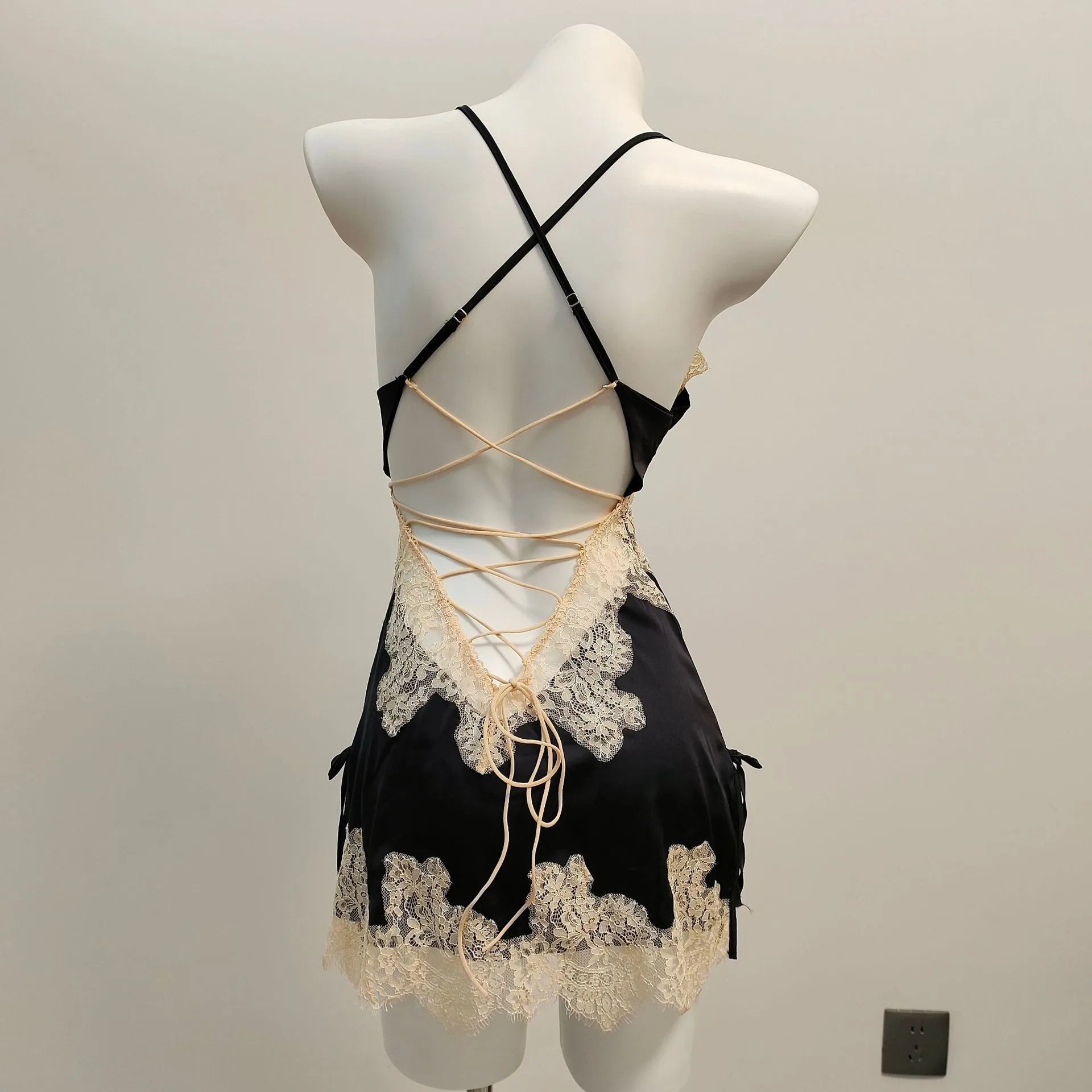 Lace Beautiful Back Suspender Pajama Night Dress