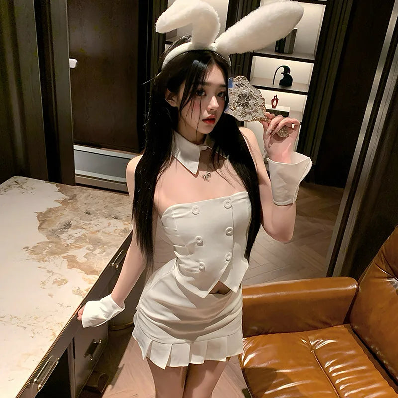 Bunny Cosplay Lingerie Tempting Couples Night Outfit Roleplay Underwear Cute Plush Rabbit Ear Costumes Adult Flirt Set