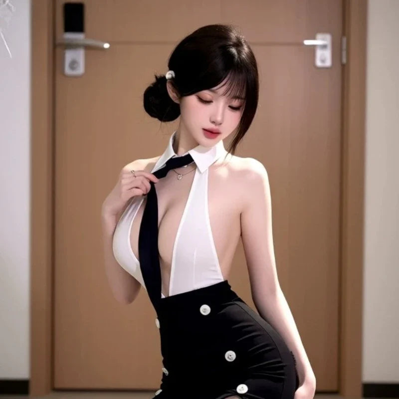 Lingerie Pure Secretary Outfit Exotic Cosplay Costumes Office Lady Hip Wrap Skirt Porno Party Set