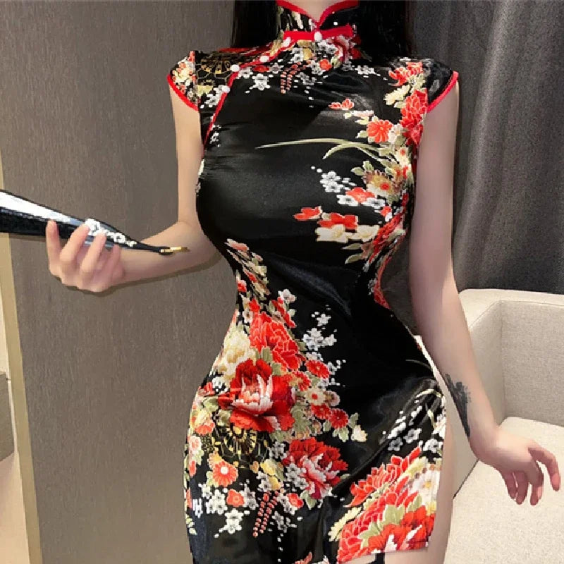 Peony Printed Retro Elegant Slim Lingerie