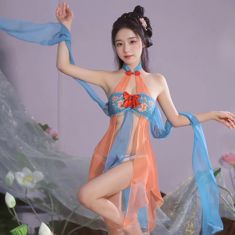 Erotic Hanfu Seductive Transparent Traditional Set