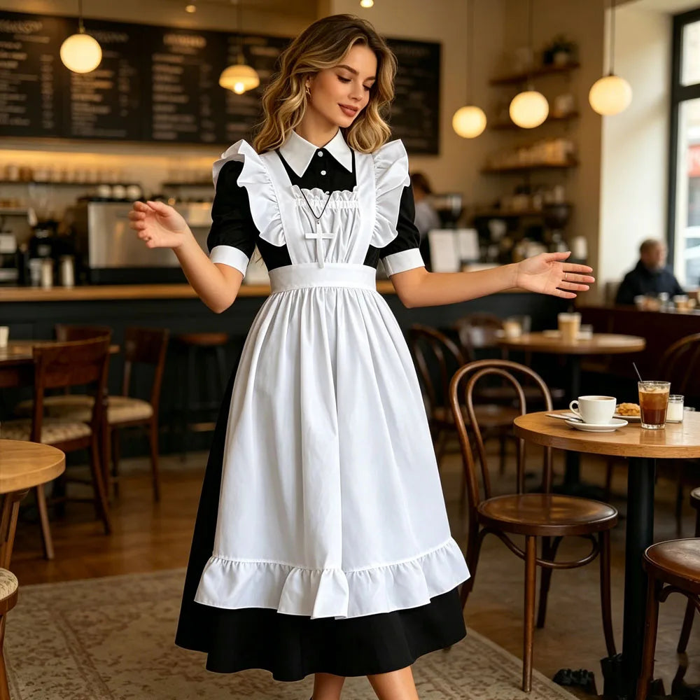 White Ruffle Apron Frilled Headband Kawai Cosplay Outfit