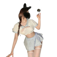 Lingerie SchoolCosplay Costumes Lolita Sailor Collar Top Cute Miniskirt College Style Student Temptation