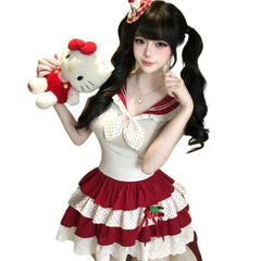 Cute Lace Strawberry Cake Role-playing Kawaii Bunny Ear Santa Claus Set