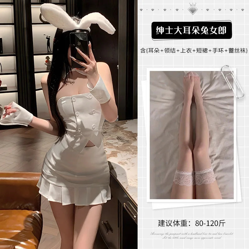 Bunny Cosplay Lingerie Tempting Couples Night Outfit Roleplay Underwear Cute Plush Rabbit Ear Costumes Adult Flirt Set
