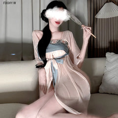 Lingerie Antique Style Chiffon Erotic Bellyband Cosplay Hanfu Seductive Charm Costume Tradition Pajamas