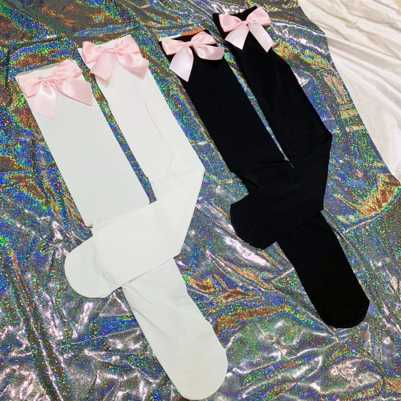 Soft Velvet Pink Bow Handmade Stockings