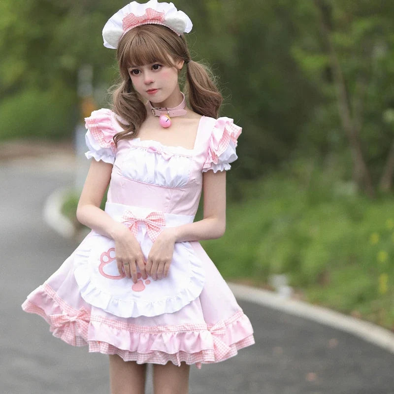 Sweet Cat Maid Cosplay Costumes Lolita Coffee Waitress Halloween Party Animation Show Role Play Outfit