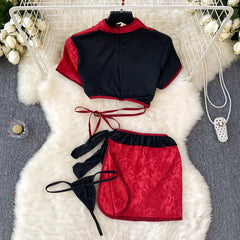 Cheongsam Cosplay Traditional Gothic Punk Sleepwear Lingerie Set
