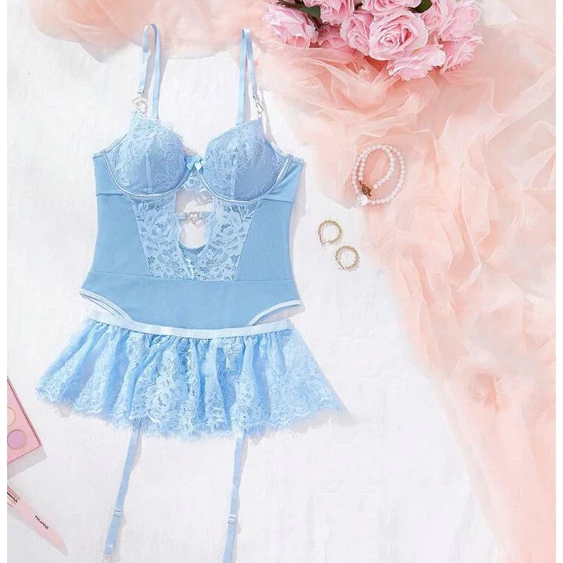 Hot Erotic Lingerie Sets See-Through Lace Underwear Sissy Bra