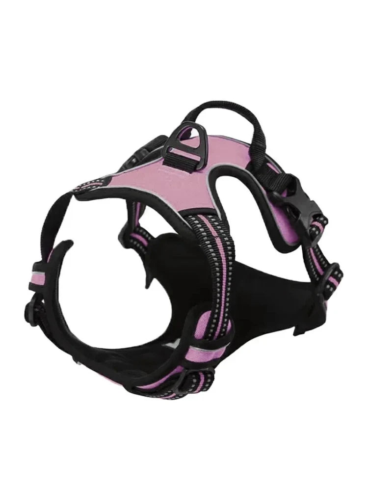 Breathable Mesh Dog Vest Harness Pink Reflective Strip Adjustable Chest Strap Padd Metal Top D Ring Outdoor Walking Pet Harness