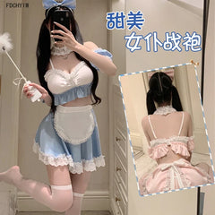 Maid Outfit Cosplay Lace Top Miniskirt Seductive Lingerie Kawaii Servant Role Play Adult Costumes Headwear