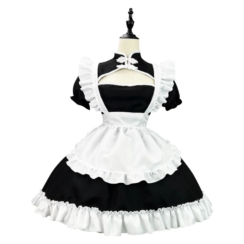 Chongsam Cosplay Maid Costume Plus Size Lolita Princess Halloween Black White School Kawaii Clothing