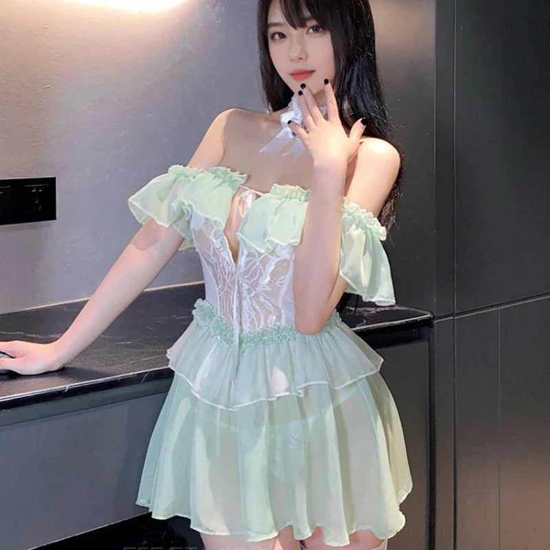 Sweet Hollow Out Skirt Kawaii Lingerie Pure Desire Bandage NightSet Cosplay Princess Charm Costumes
