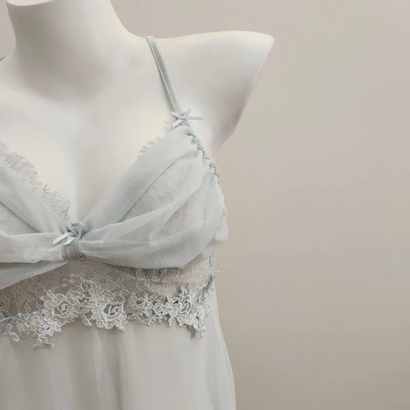 Slip Night Blue Sleepwear Lingerie Erotic Nightgowns Badydoll Lolita Pajamas Porn Underwear Nightwear