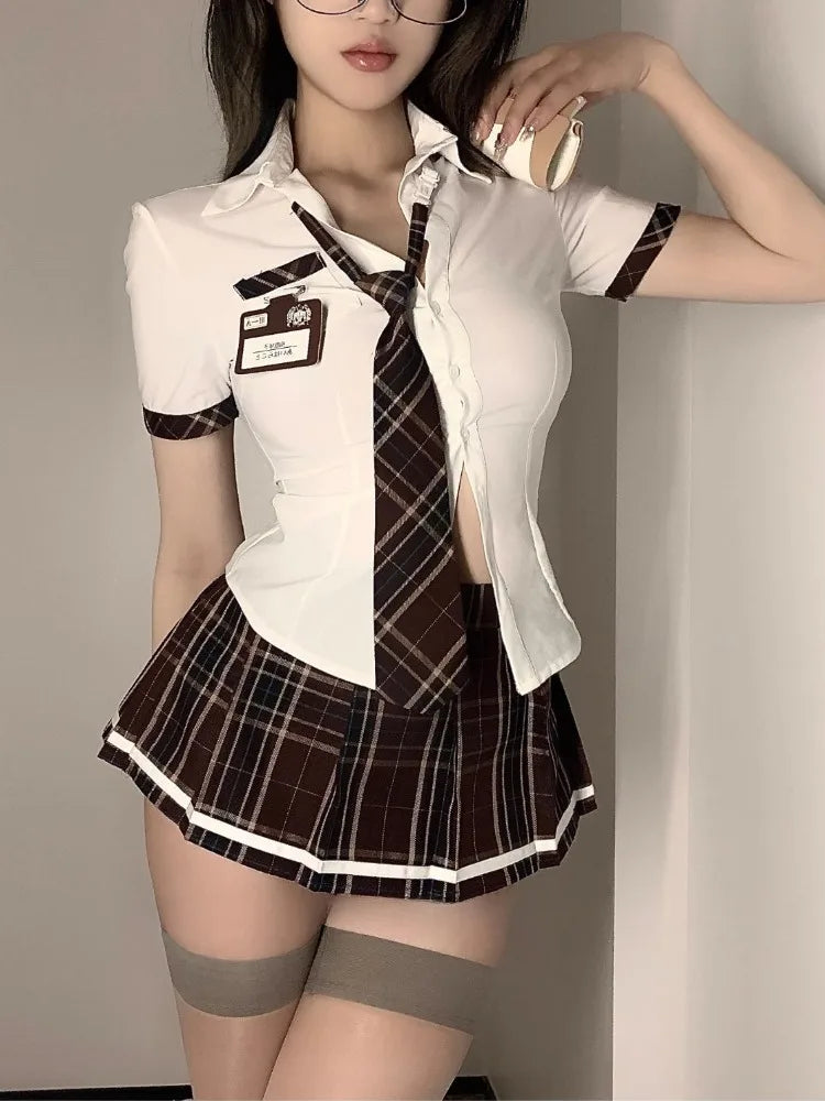 Teacher Cosplay Tube Top Mini Skirt Lingerie