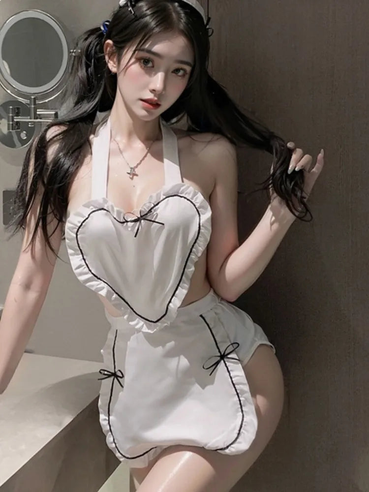 Maid Hot Cosplay Lingerie Costumes Erotic Underwear Perspective Lace Bodysuit