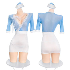 Lace Deep V Bag Hip Skirt Role Playing Flight Attendant Temptation Porno Lingerie Stewardess Cosplay Costumes