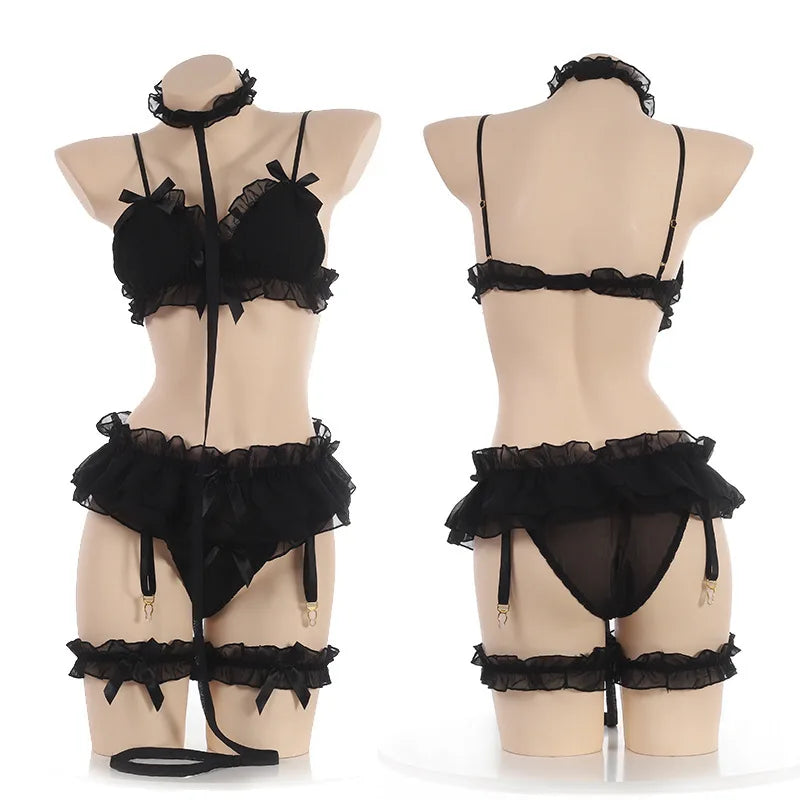 Lace Ruffle Sex Underwear Kawaii Costume Garter Maid Transparent Exotic Sleepwear