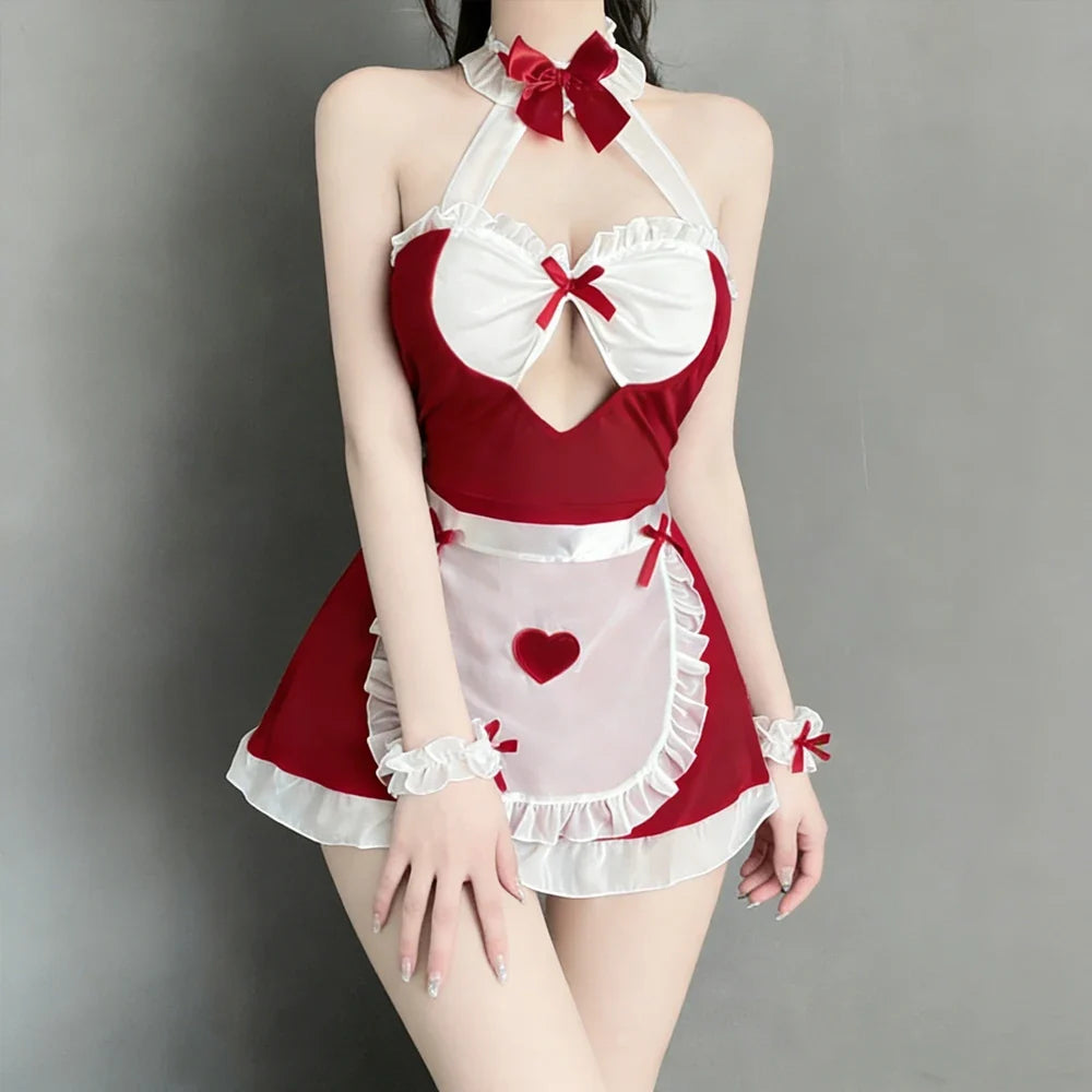 Lolita Amine Maid Cosplay Black Kawaii French Waitress Party Stage Costume Intimate