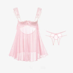 Erotic Lingerie Female Temptation Babydoll Open Gear Free Crotch Sling Lace Nightgown See-through Pajamas Porn Suits