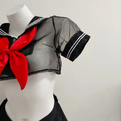 Costume Pleated Mini Skirt Bow Tie Sweet Lingerie