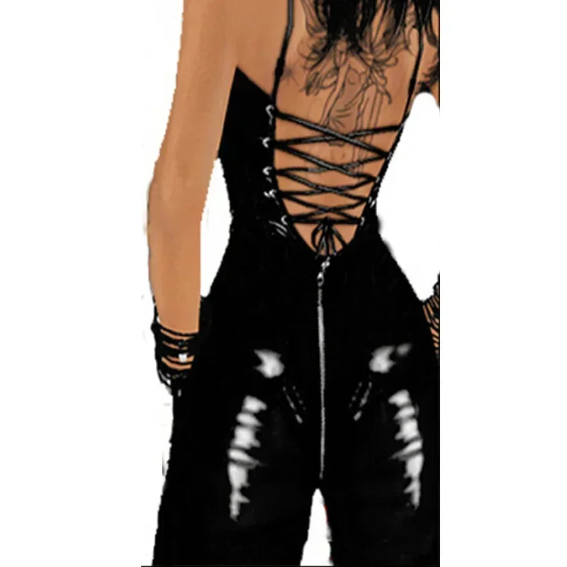 Open Crotch Latex Zipper Bodysuit Catsuit Erotic Lingerie