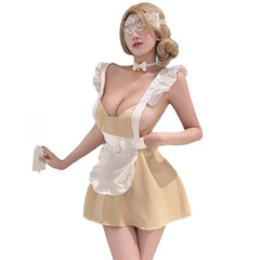 Kawaii Maid Cosplay Lingerie Outfit Ruffle Strap Backless Skirt Role Play Servant Sweet Costumes Sensual Home