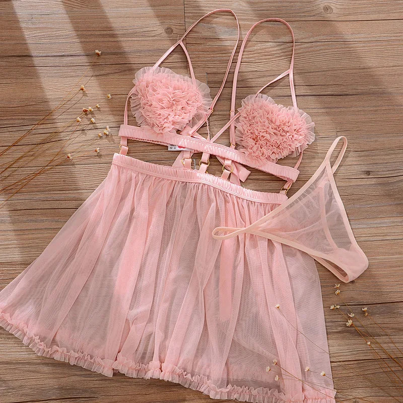 Sleepwear Sweet Thin Suspender Strap Night Short Back Home Panty Nighty Sleepshirts