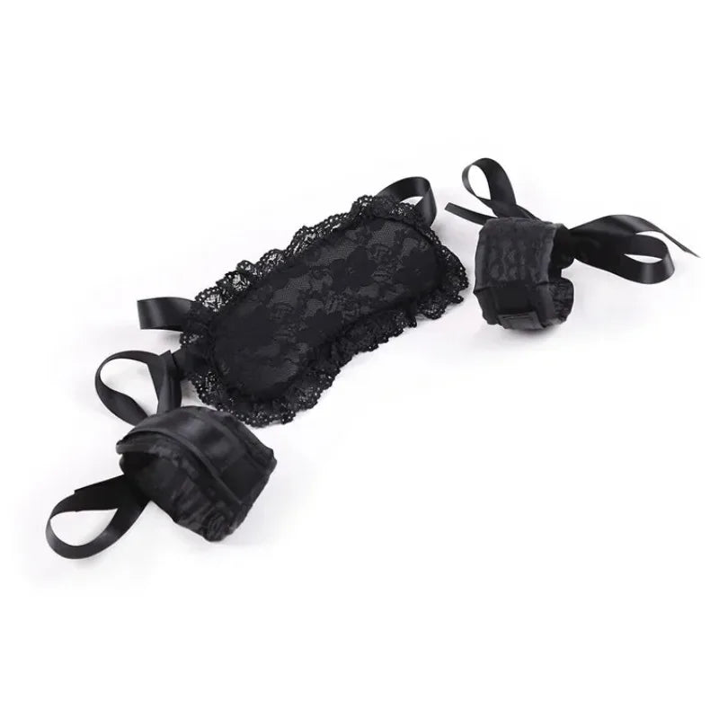 Lace Eye Mask Blindfold Handcuff Suit