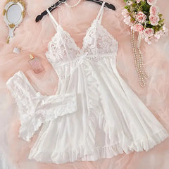 Ice Silk Thin Halter Pajamas Lace Lingerie